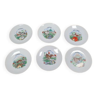 Set of 6 cheese plates with decor