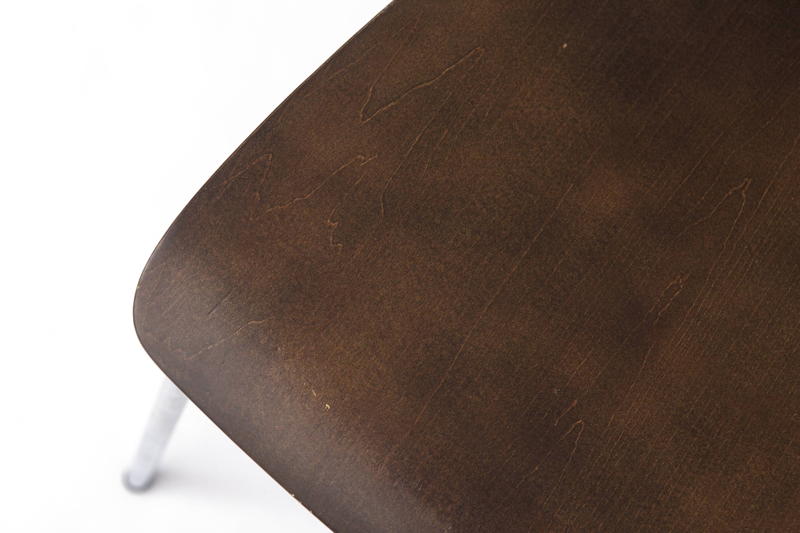 1 of 2 Vintage Plywood Dining Chairs, 1980s German Design, Metal Legs