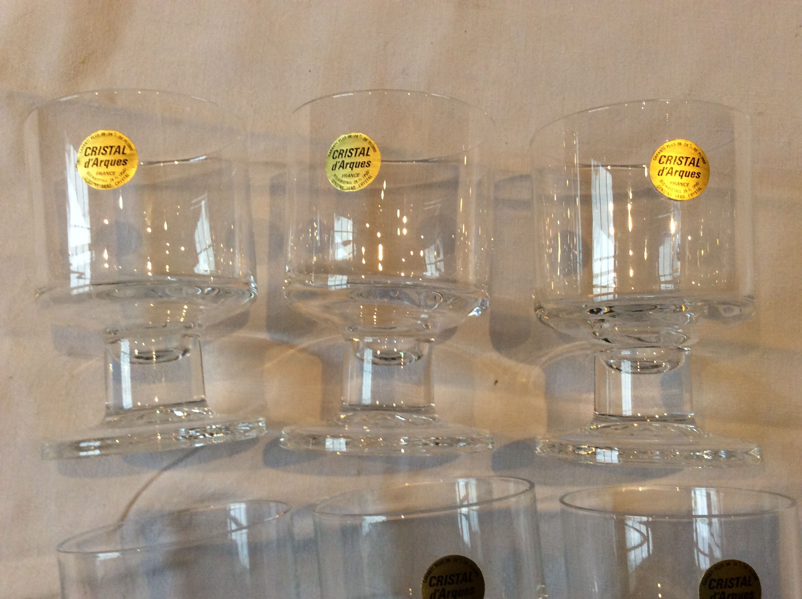6 wine glasses and 6 vintage water glasses