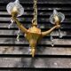 Gilt French Chandelier: Neo Classical 3-Branch Crystal Pendant Light