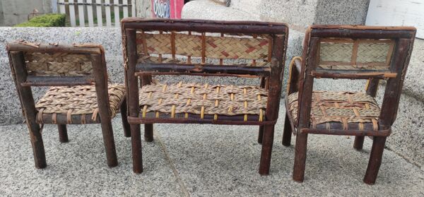 Salon poupée en osier