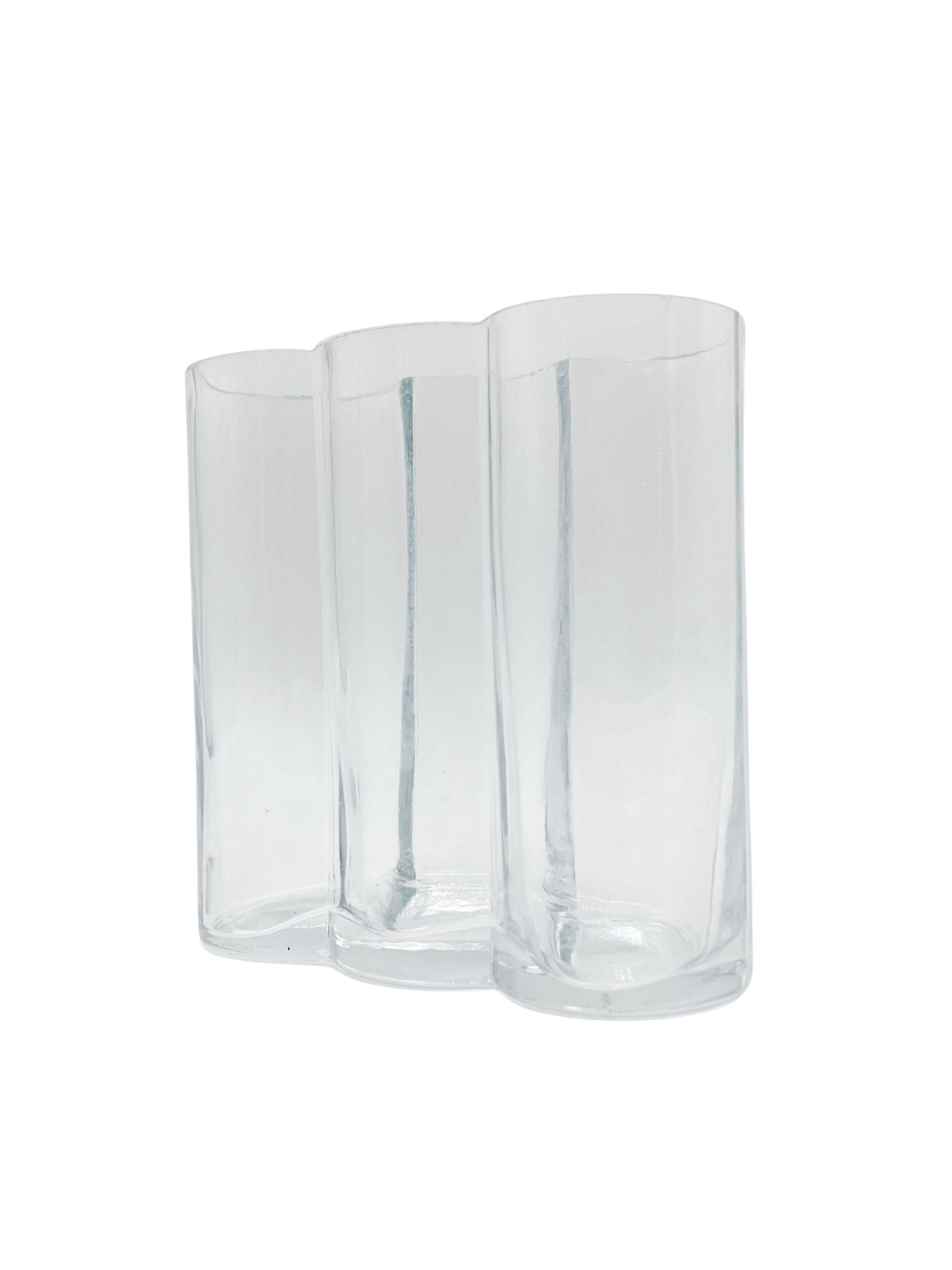 Beautiful Vintage Murano Modern Vase, cylinders  Clear Glass vase, 1970's