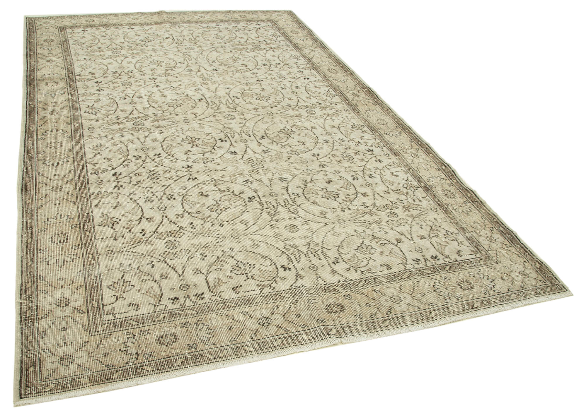 Hand-knotted one-of-a-kind turkish beige carpet 190 cm x 297 cm