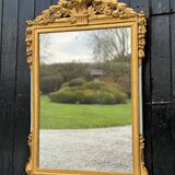 Large Louis XVI Mirror in Carved and Gilded Wood, France, 18th Century