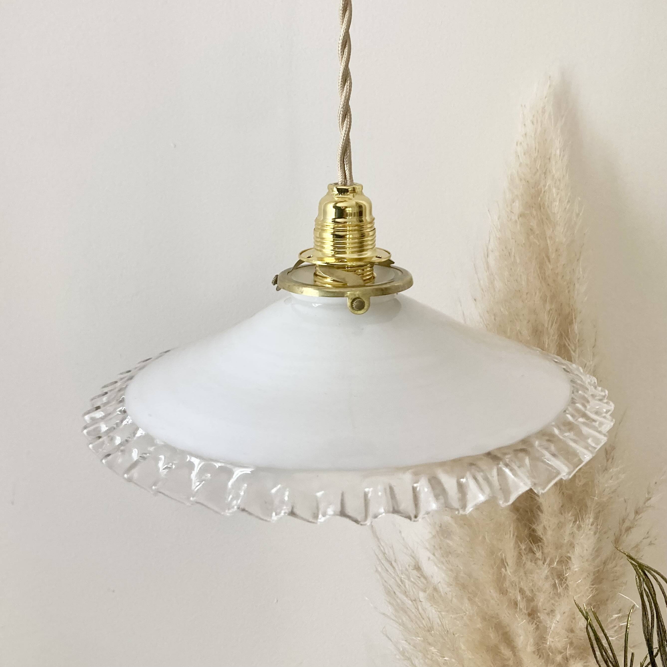 Pendant lamp, portable lamp, old opaline