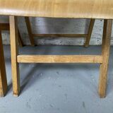 Pair of mismatched wooden folding chairs