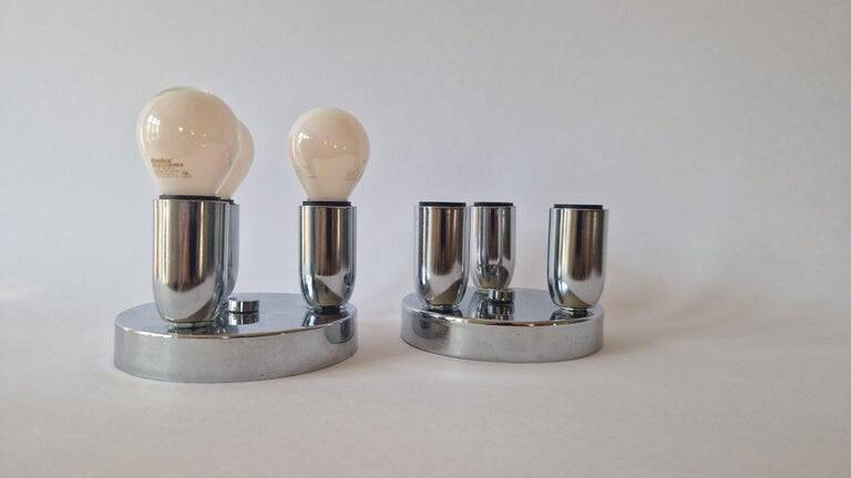 Set of Two Wall Lamps, Flush Mount, Sputnik, Space Age, Italy, 1970s