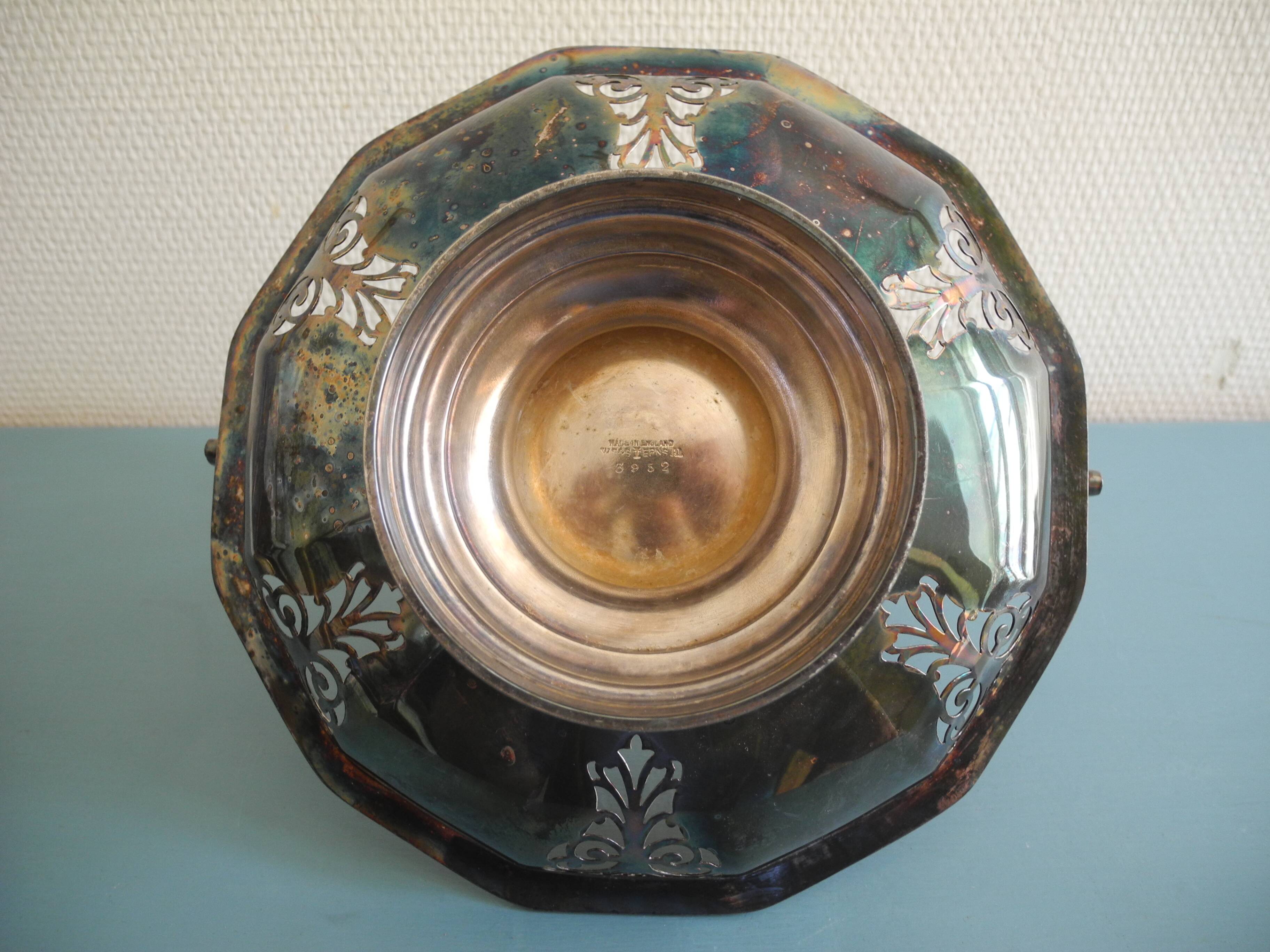 old silver metal basket cup silver metal basket