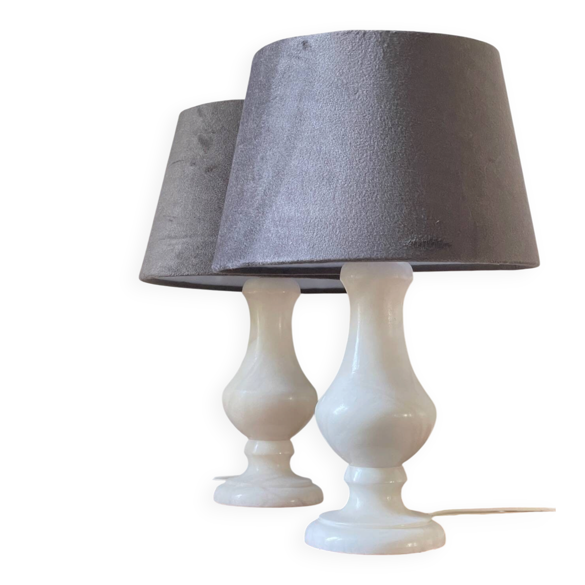 Paire lampes albâtre vintage