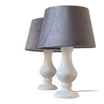 Pair of Vintage Alabaster Lamps