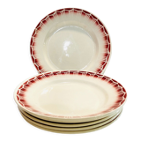 5 earthenware plates burgundy décor, kitchen