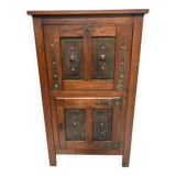 20th century natural wood and metal plate secretary desk