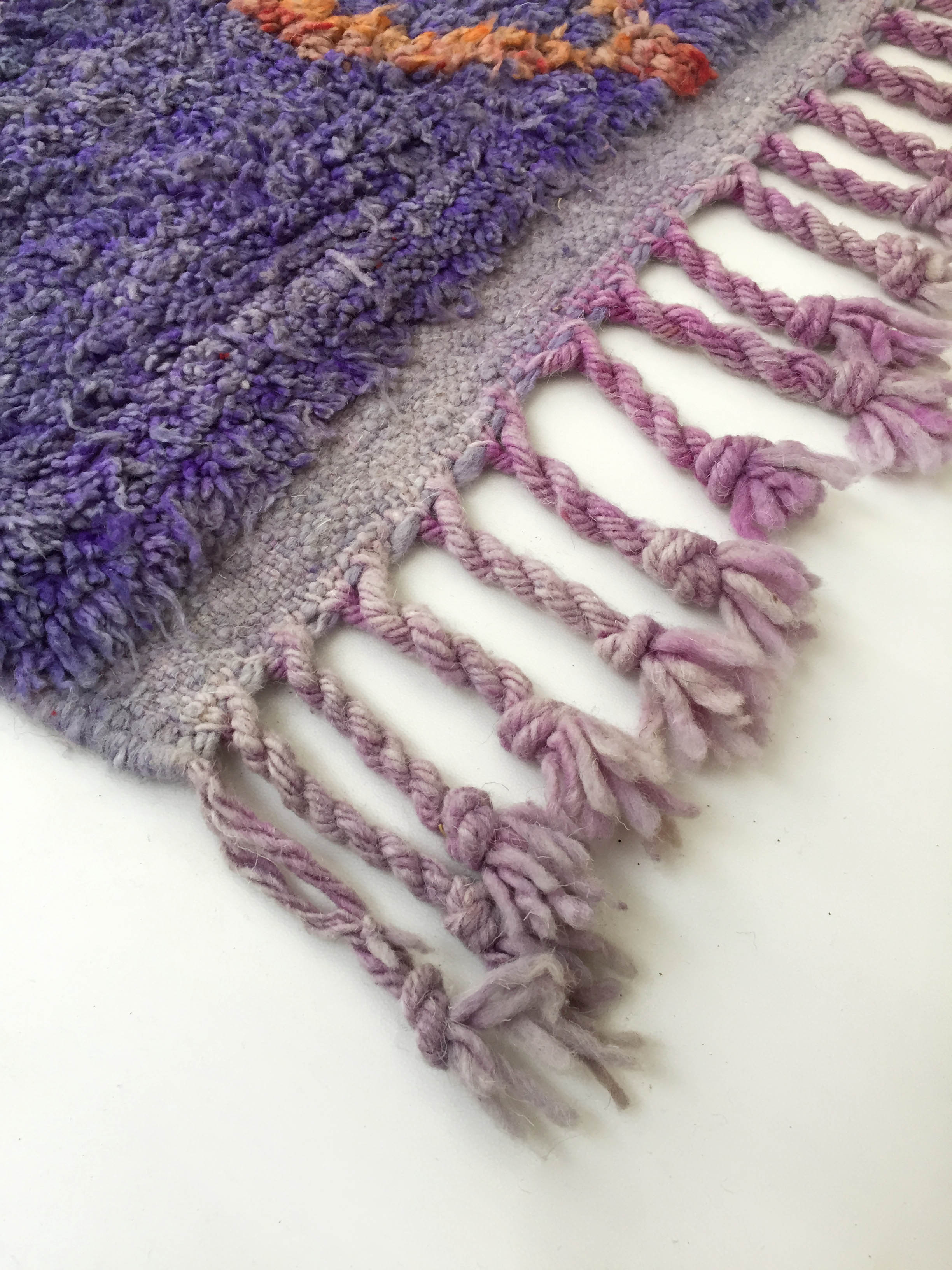 Moroccan Berber carpet boujaad purple with colorful patterns 325x200cm