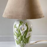 Italian ceramic lamp with arum flowers