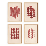 Collection de 4 peintures acryliques sur papier signées Eawy