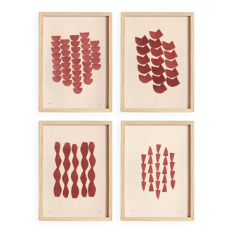 Collection of 4 acrylic paintings on paper signed Eawy.