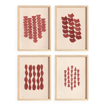 Collection de 4 peintures acryliques sur papier signées Eawy