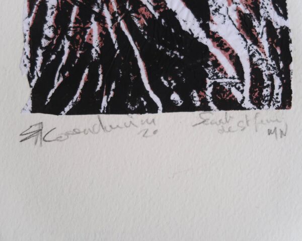 Sérigraphie originale abstraite noir blanc rose, Epreuve d'artiste signée