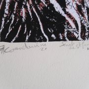 Original abstract black white pink screenprint, Signed artist's proof