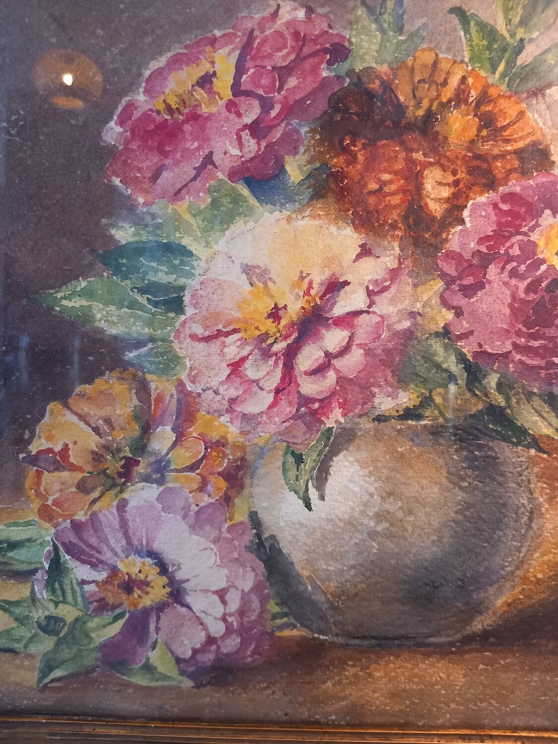 Nature painting with bouquet of flowers