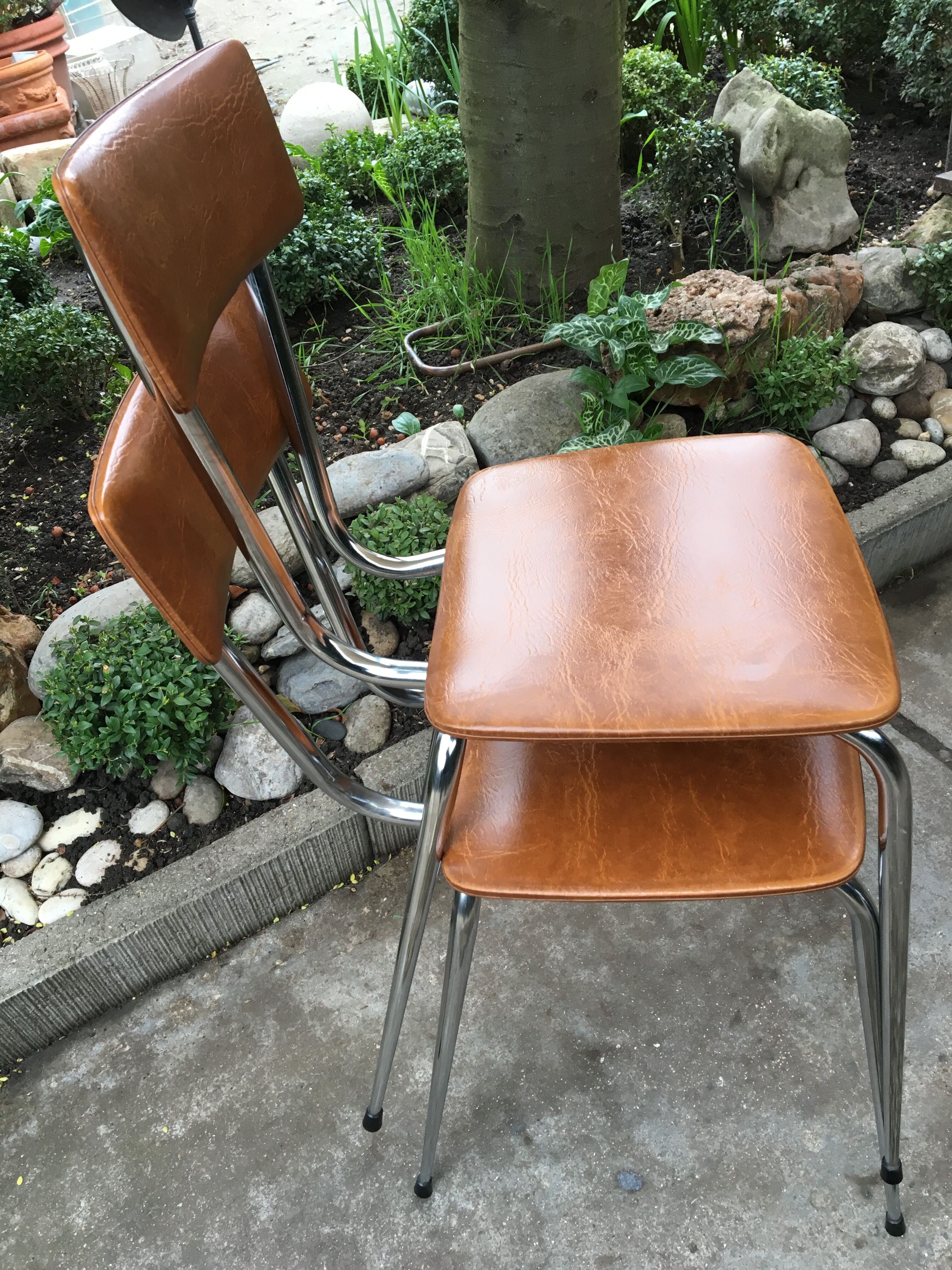 Chairs skaï  and  chrome