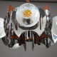 Mazzega chandelier in murano glass, chrome and wood, 1970's