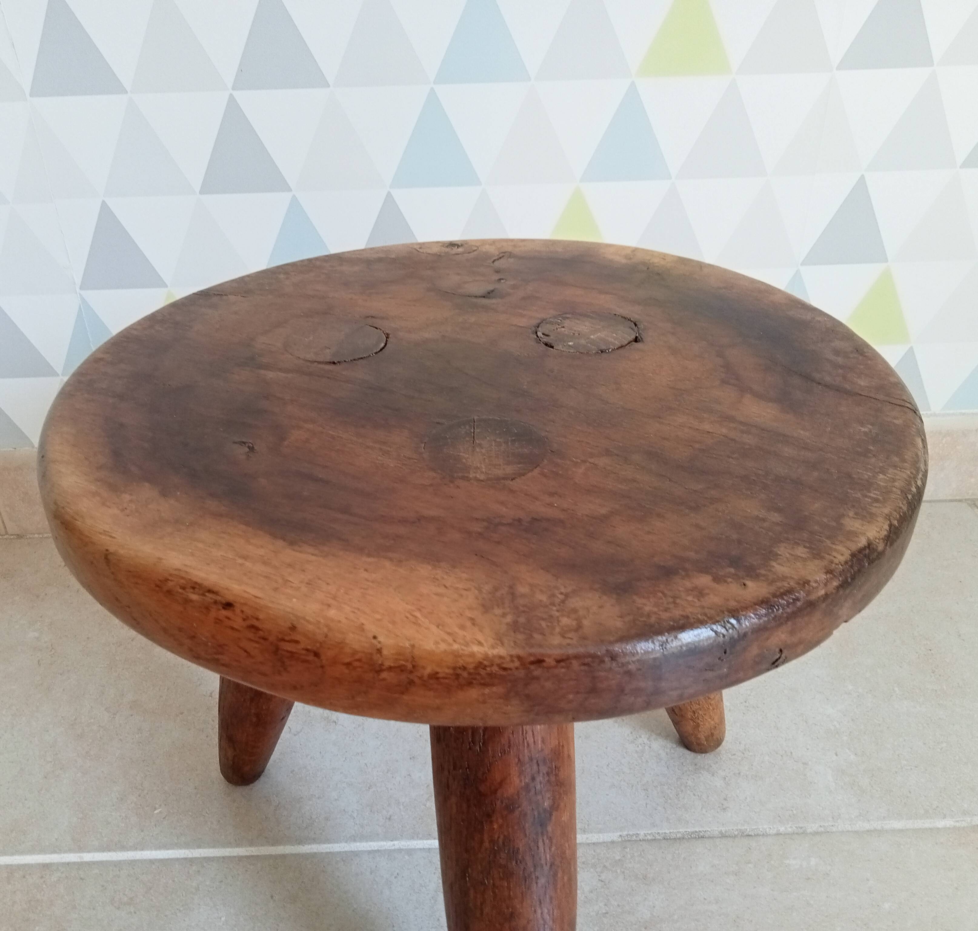 Antique walnut milking stool