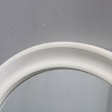 1970s Italian round mirror by Carrara and Matta America Brevettato, white plastic