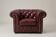 Vintage Chesterfield armchair in burgundy leather - teak frame, 1960s