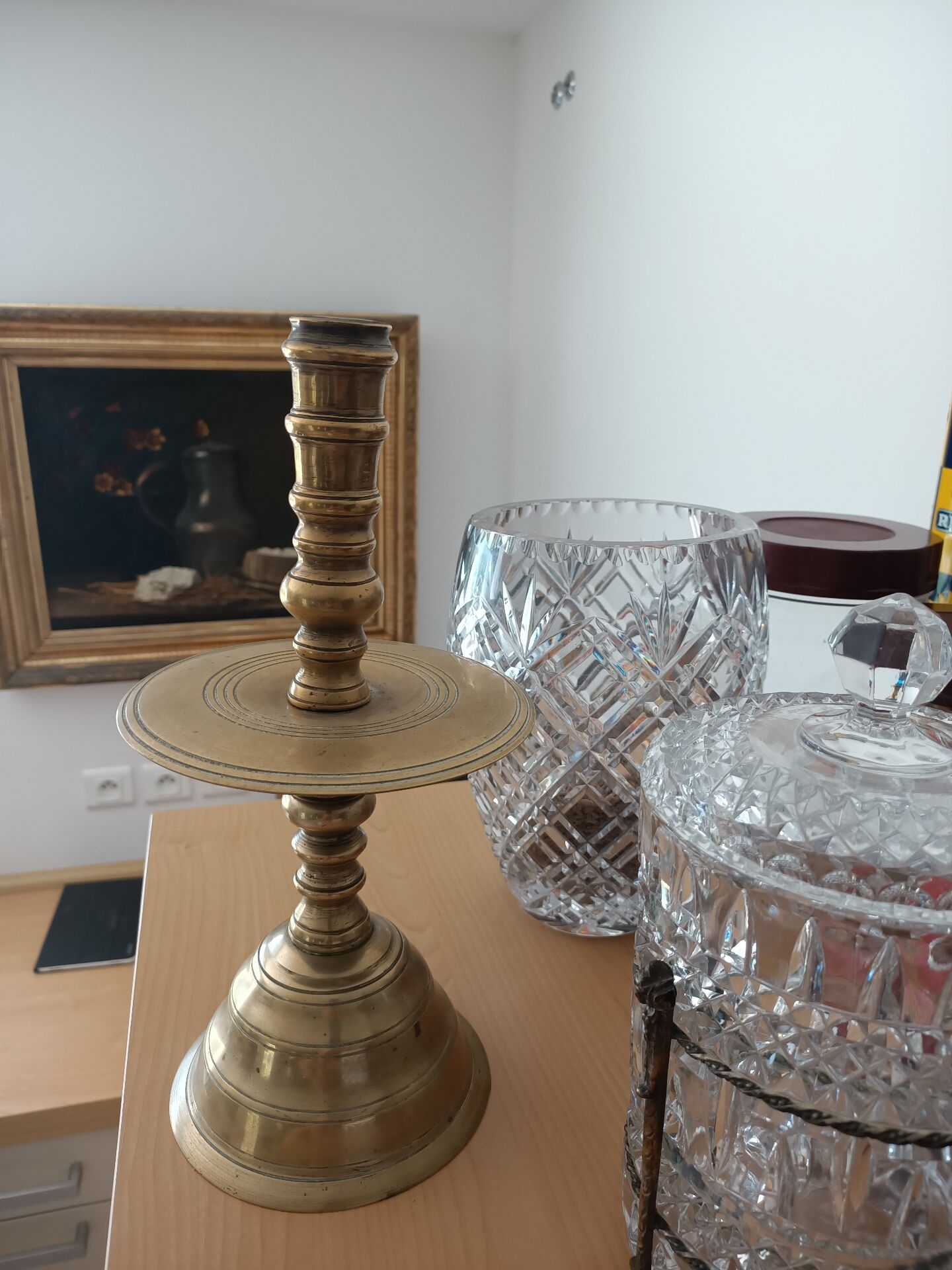 Bougeoir à disque en bronze