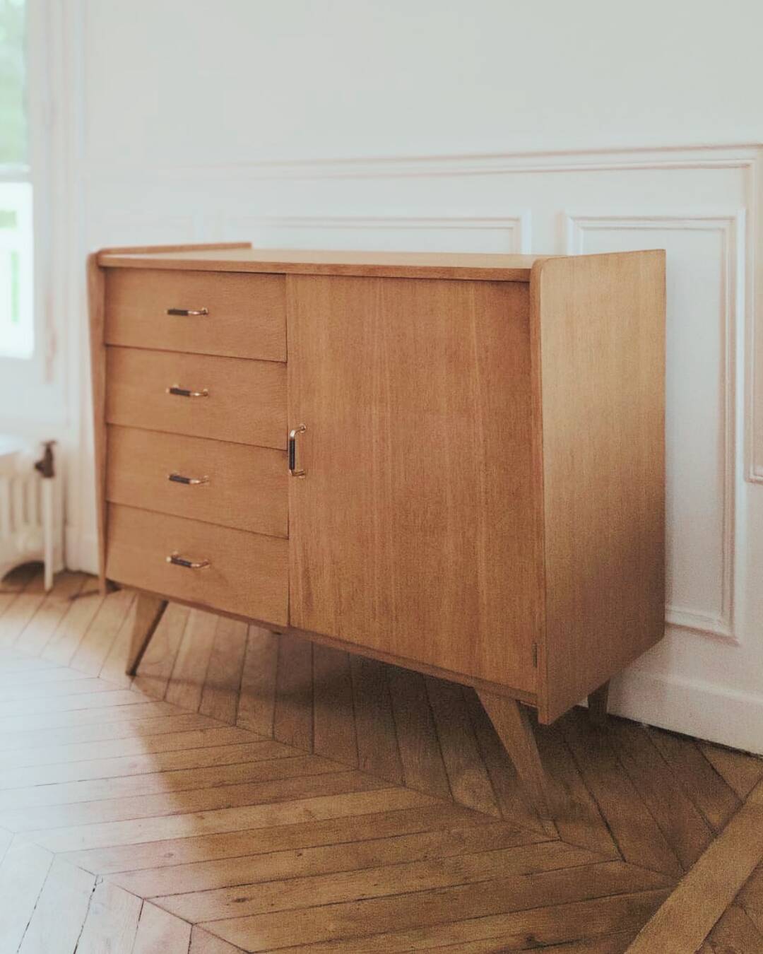 Small renovated vintage sideboard, Scandinavian style, 1950s-60s.
