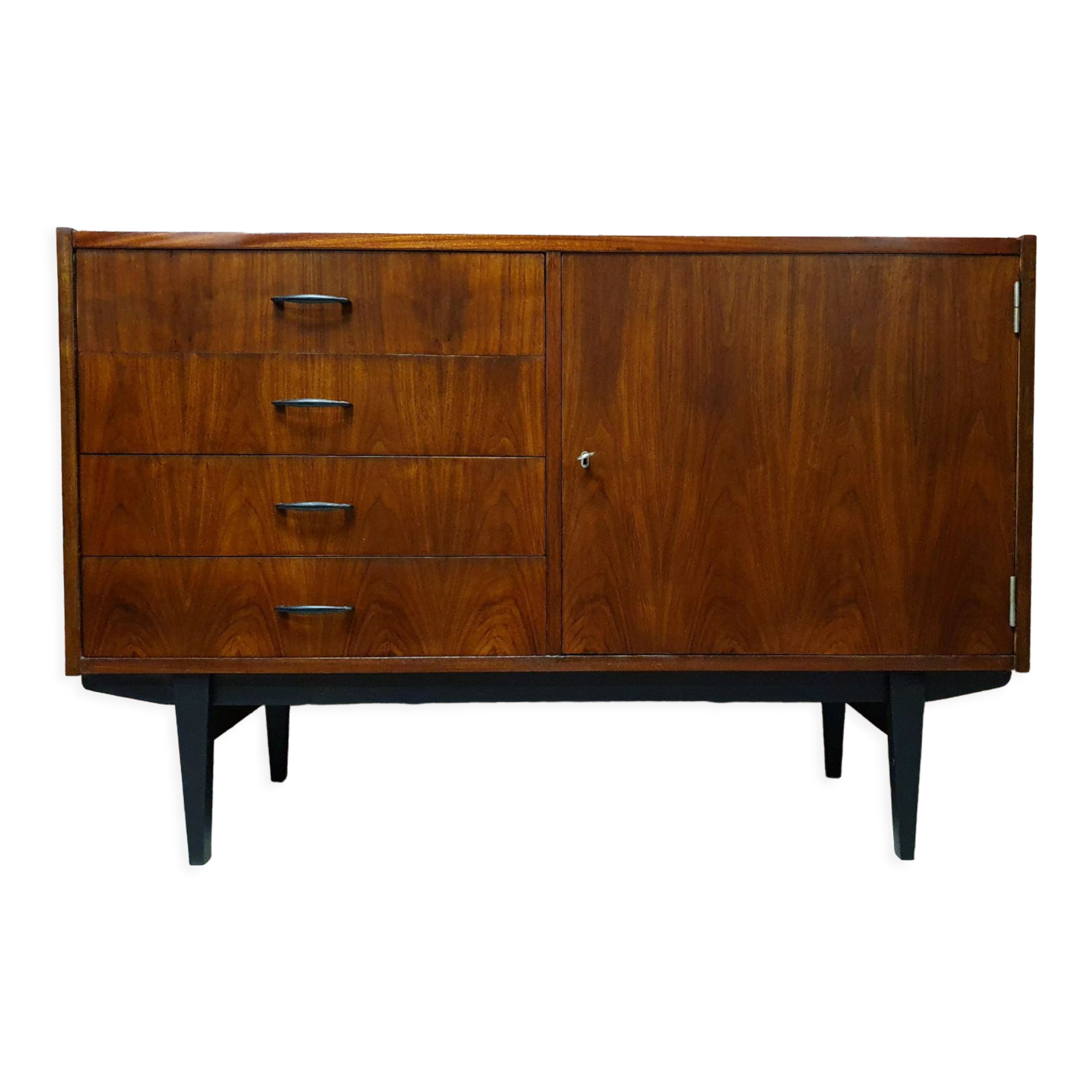 Renovated Violetta walnut chest of drawers, 1970s of the People's Republic of Poland
