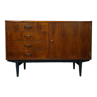 Renovated Violetta walnut chest of drawers, 1970s of the People's Republic of Poland