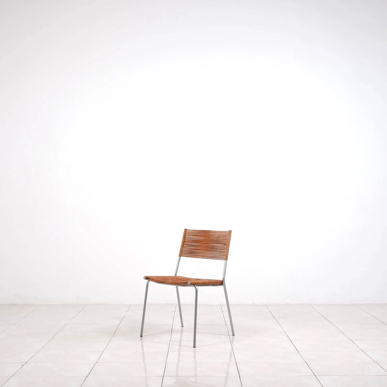 “Miss B” steel lacquered aluminium classic chair by Tito Agnoli