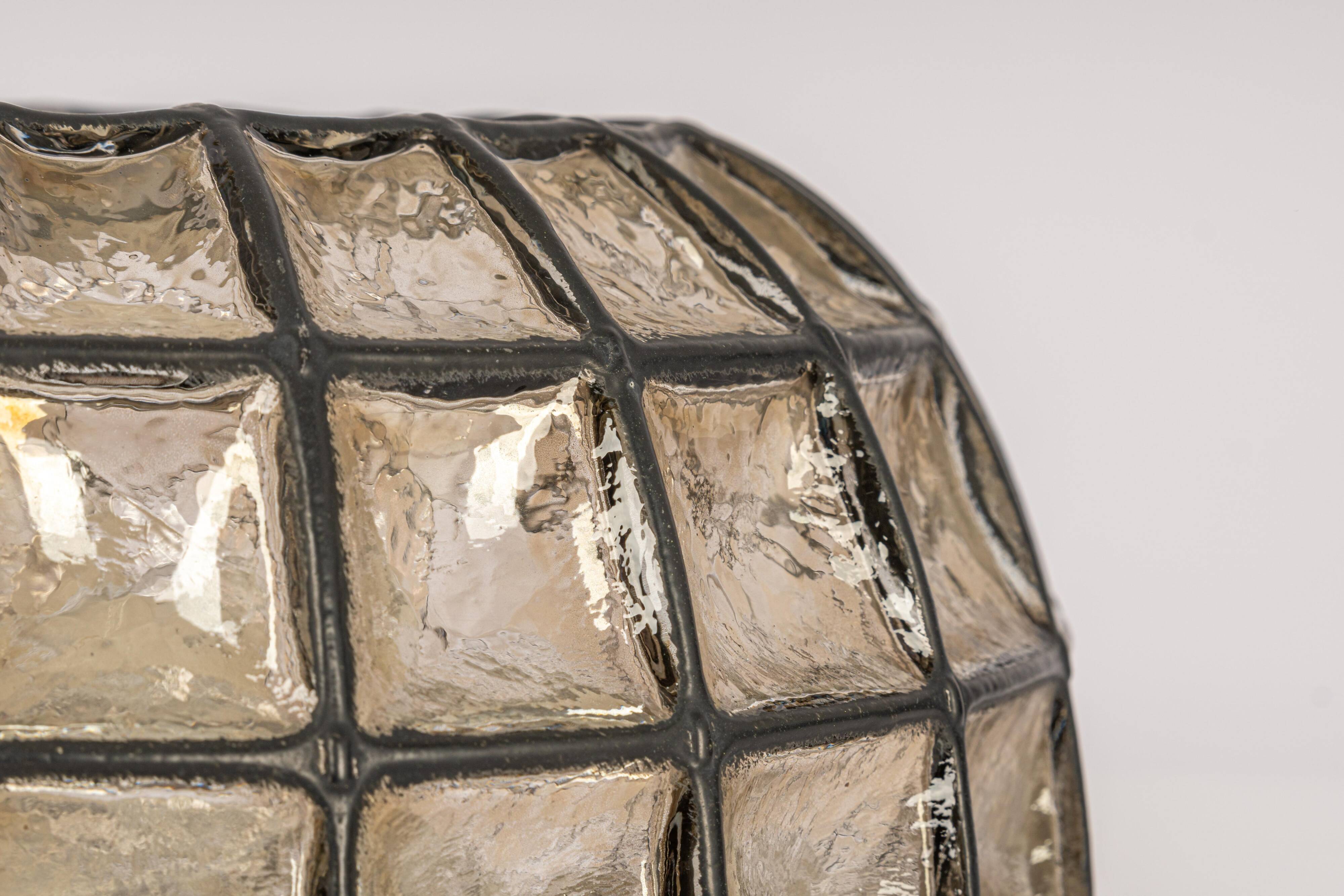 Ceiling lights in iron and clear glass by Limburg, Germany, 1960s.