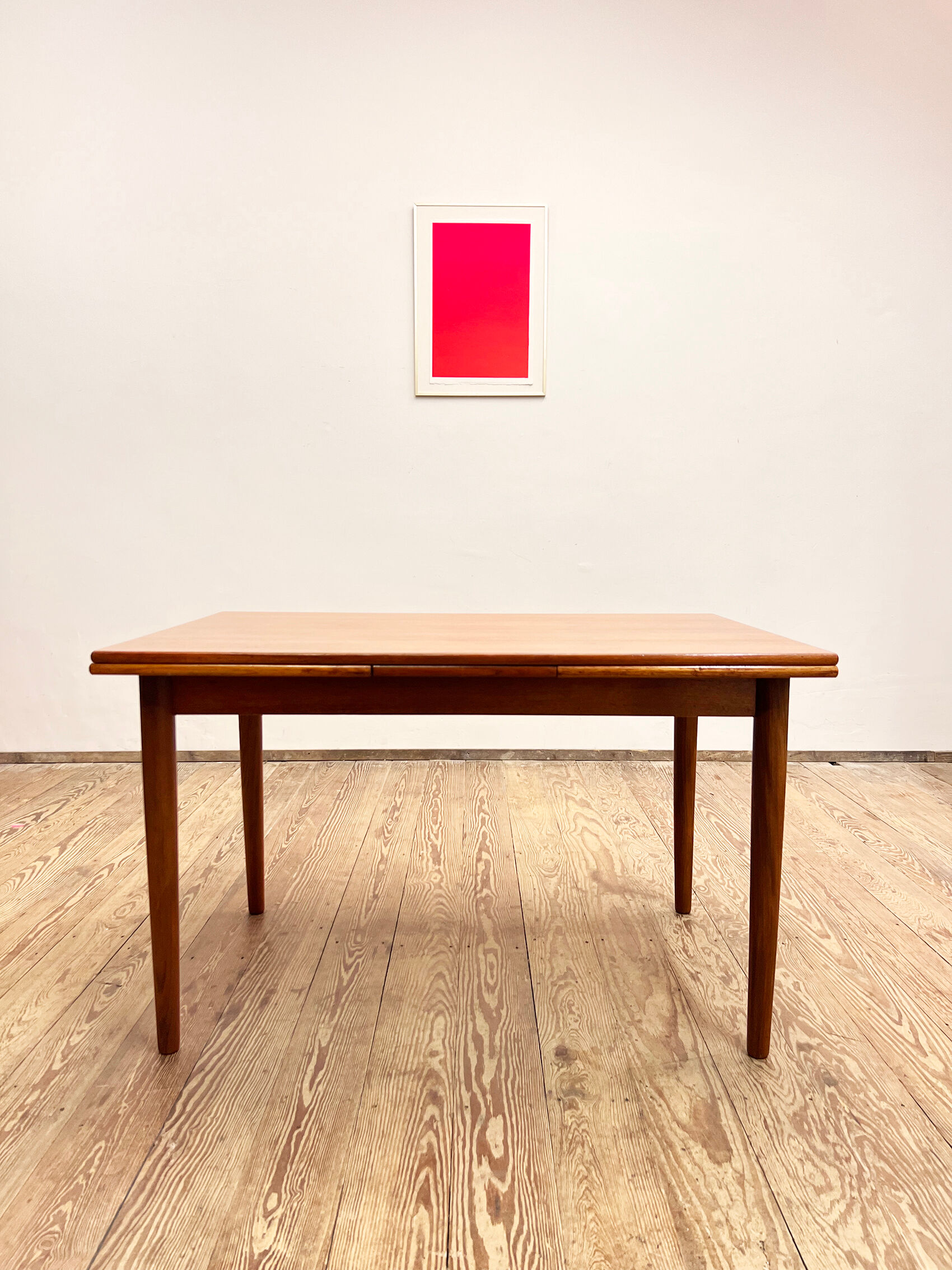 Extendable Mid Century Teak Dining Table with pull out leaves, Denmark, 1950s