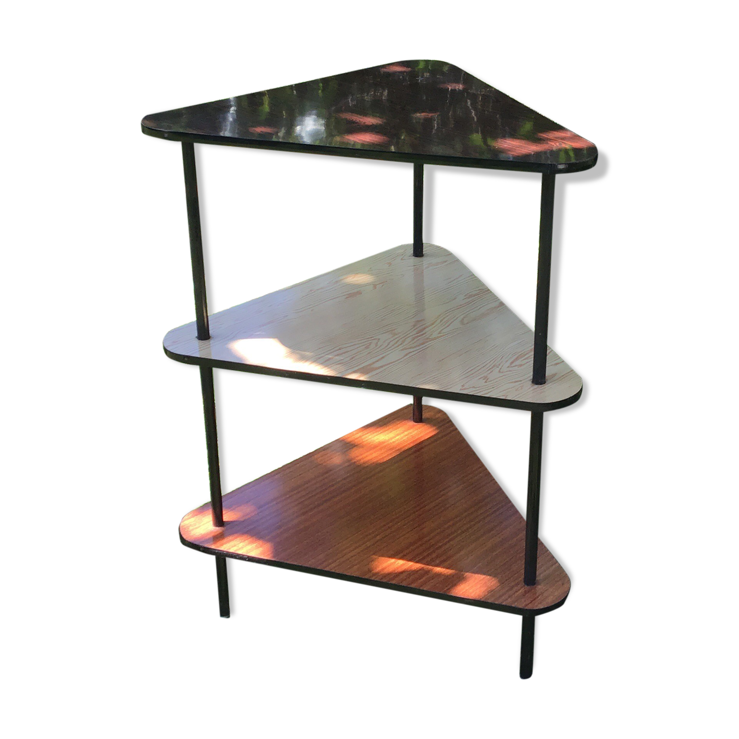 Vintage furniture three formica wheeled shelves, design 50-60