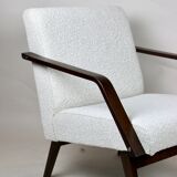 Vintage white Boucle Club Armchairs, 1970s