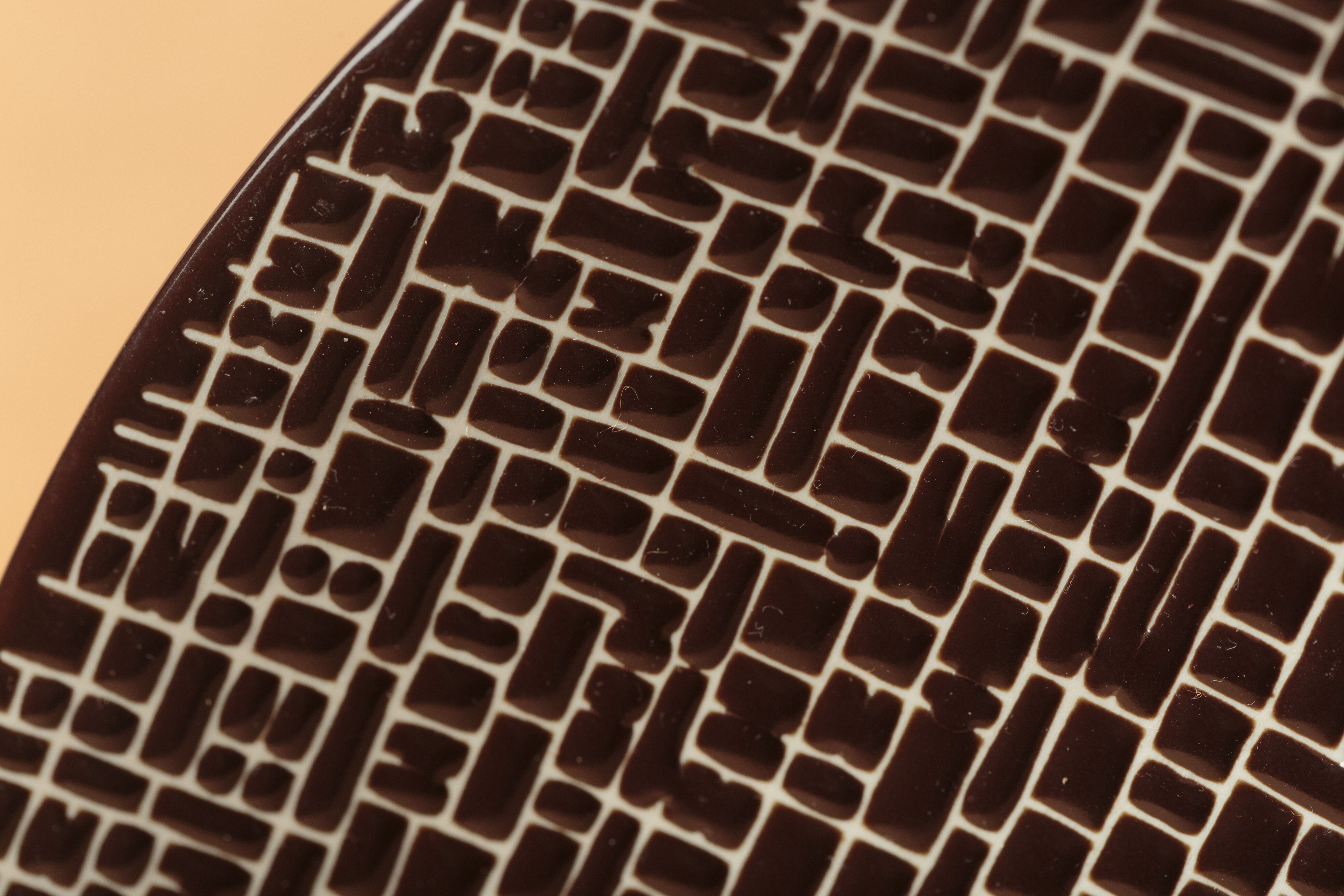 Round dish contemporary sandstone mosaic brown white vintage 1980