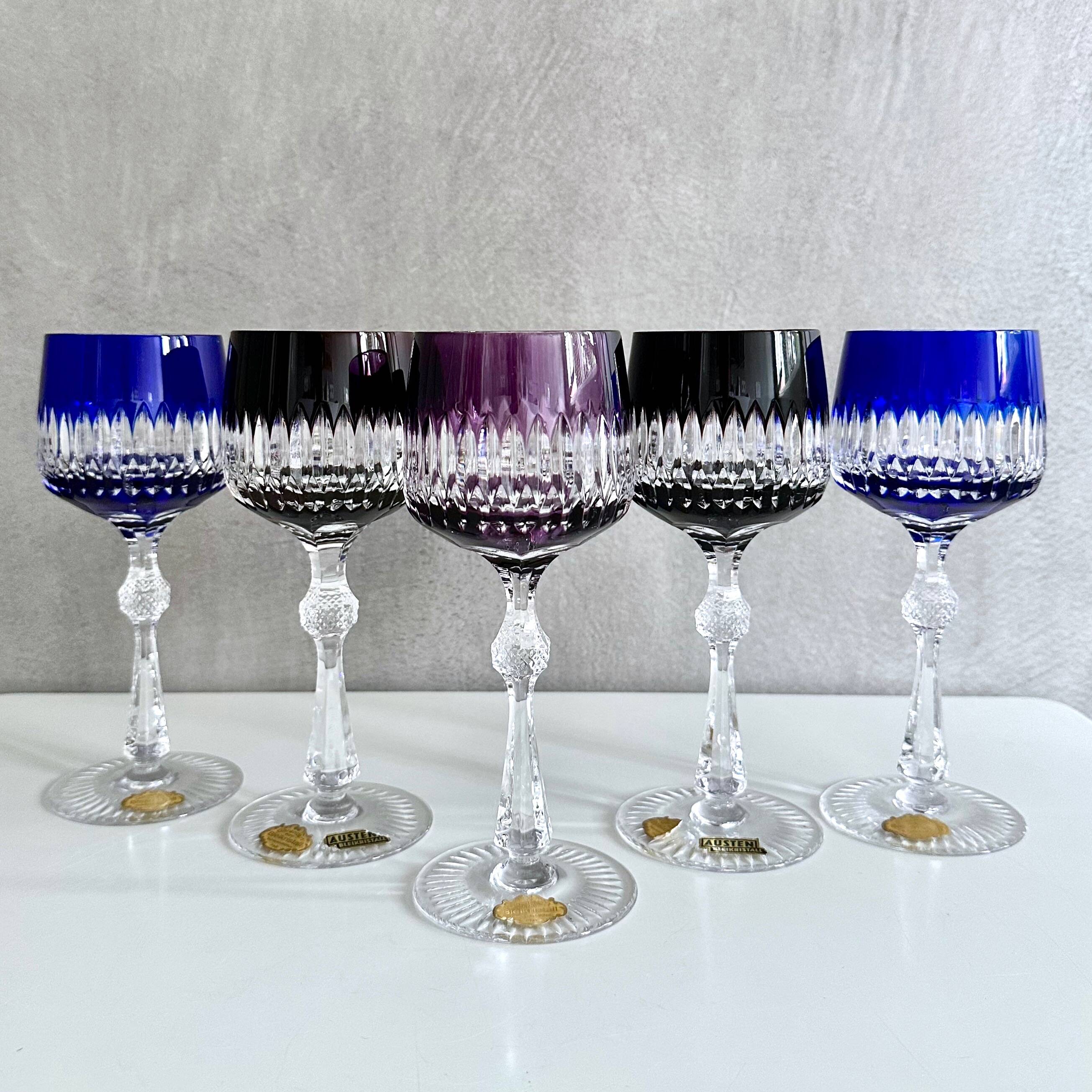 Collection of 5 lead crystal glasses "Austen Bodenmais", coloured glass