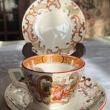 Set of 4 vintage Sarreguemines tea cups and 5 saucers