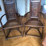 Pair of Henri II style armchairs