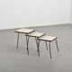 Set of 3 nesting tables in black lacquered metal, circa 1960
