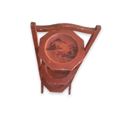 Chinese folding pedestal table in red lacquered wood