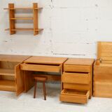 Maison Regain: modular office set. Pine. France, circa 1975
