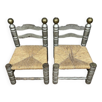 Attributed to Charles Dudouyt and made in France around 1950: pair of fireside chairs
