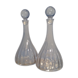 Two Godronnée glass decanters