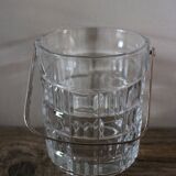 Vintage glass ice bucket with metal handle