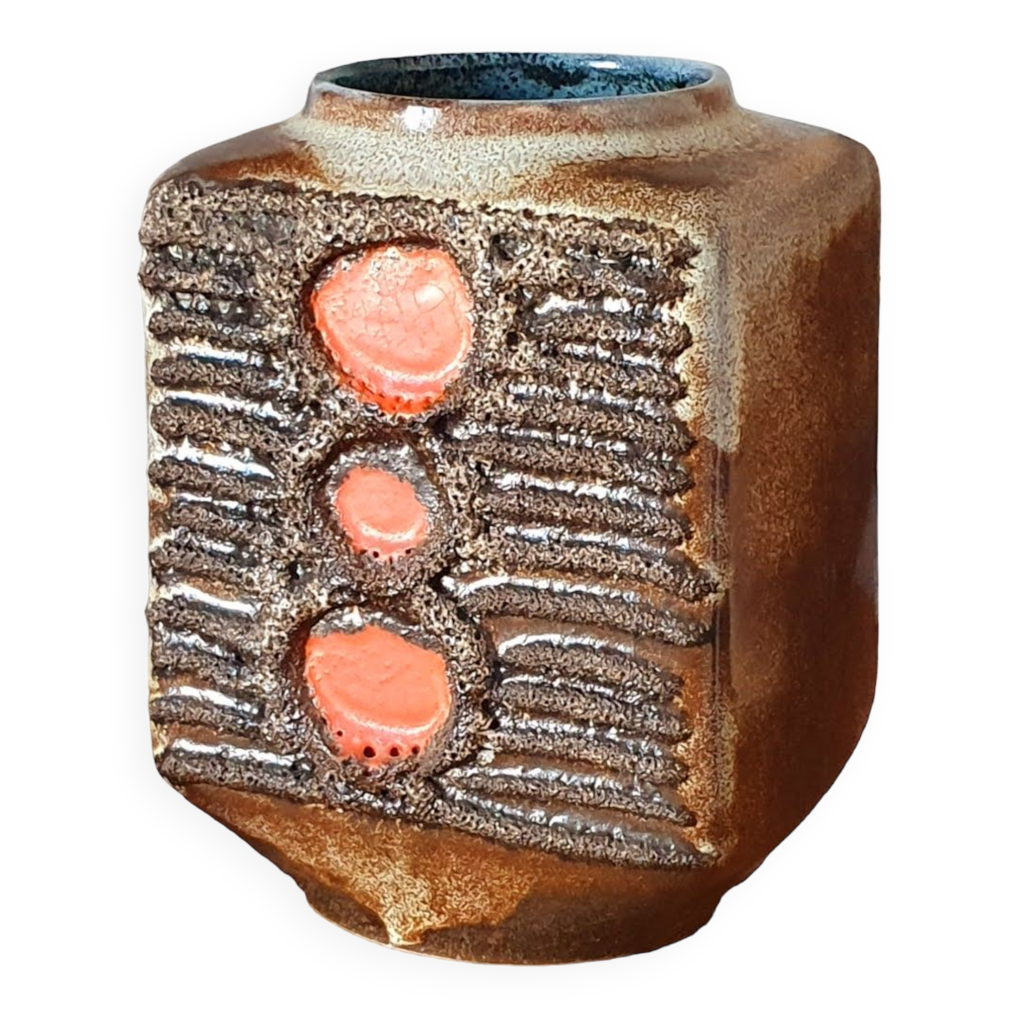 Vase Fat Lava Veb Strehla Keramik, GDR, 1960/70