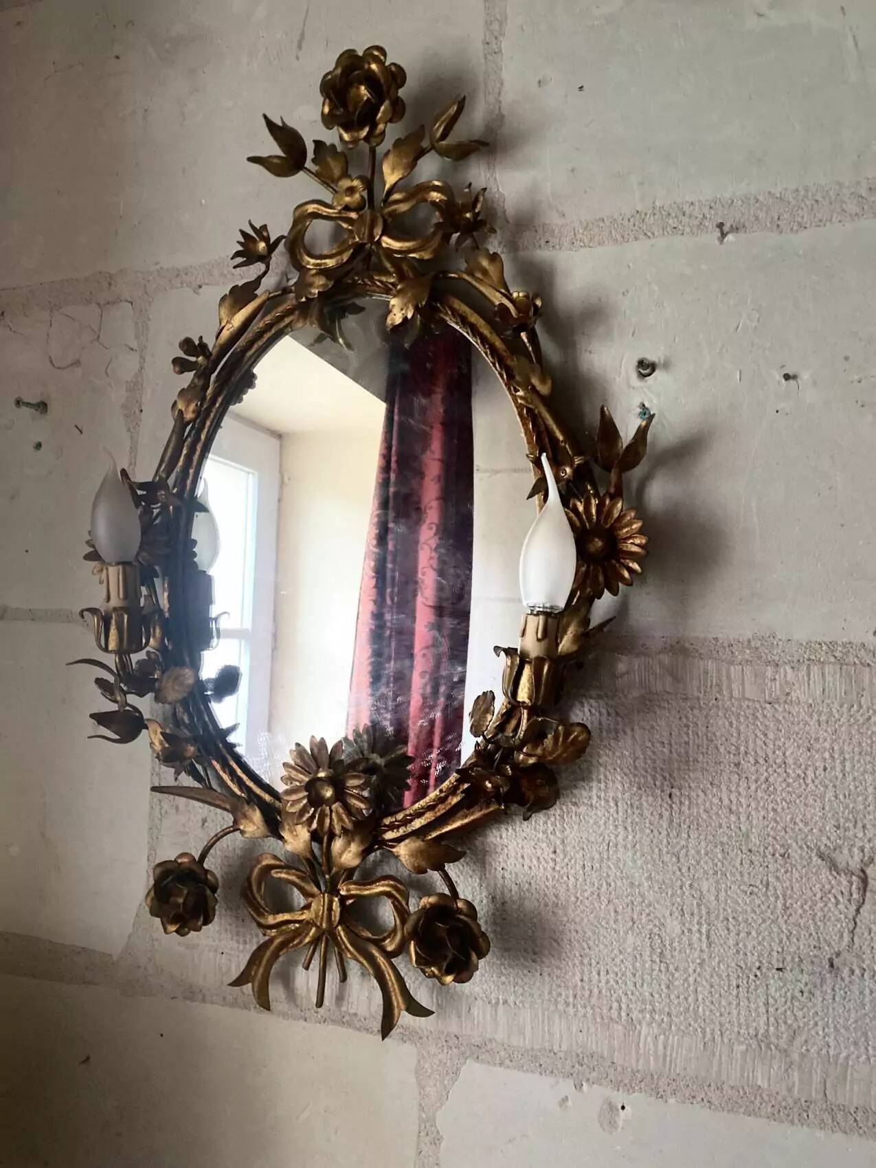 Miroir italien Hollywood Regency, années 50